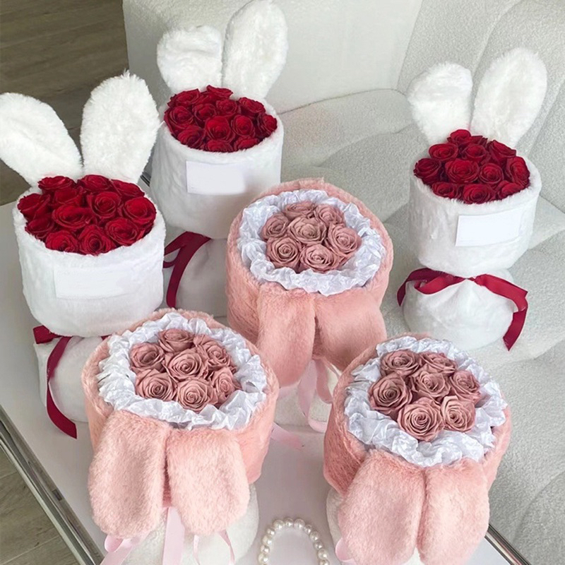 vải bông tai thỏ nguyên liệu làm bó hoa