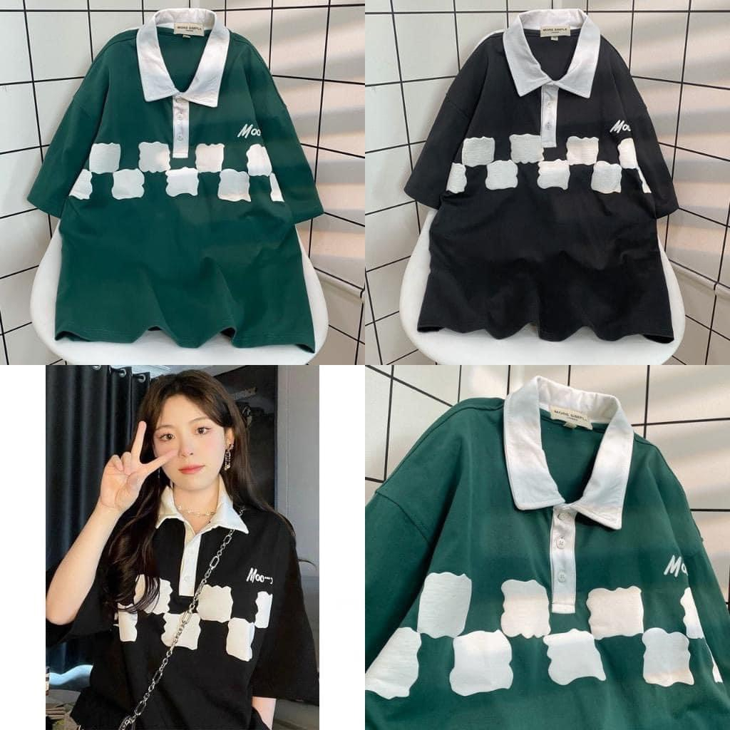 Áo thun Polo Nam Nữ ca rô đám mây , chất cotton co giãn Form rộng Unisex từ 40-65kg