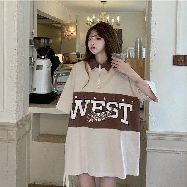 Áo thun Polo Nam Nữ khóa kéo West , chất cotton co giãn Form rộng Unisex từ 40-65kg