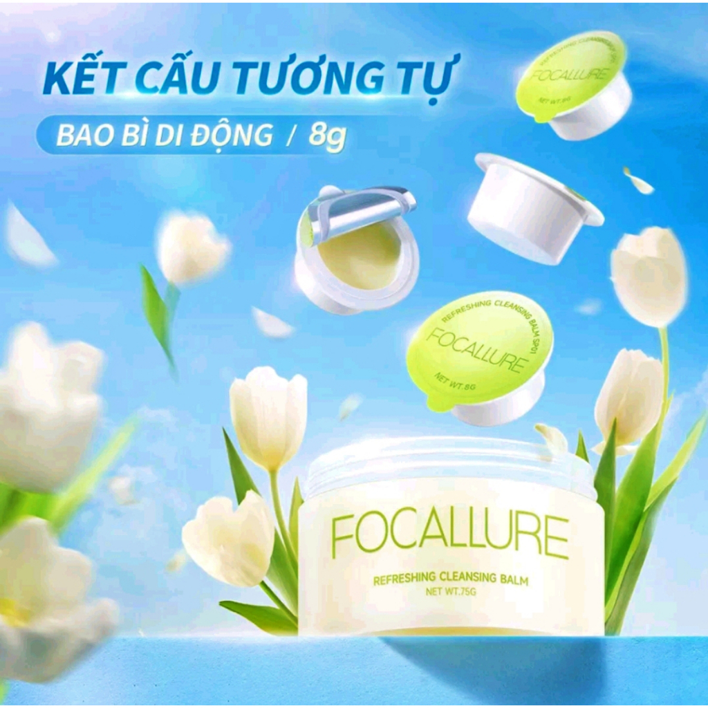 Focallure Kem tẩy trang làm sạch sâu nhanh chóng trong 10s với thành phần từ thực vật, giúp da sạch sáng, ẩm mướt -hủ 8g