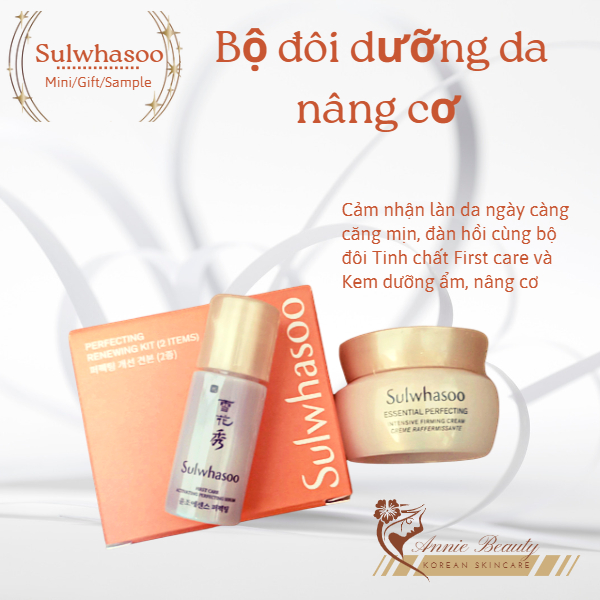 Bộ dưỡng nâng cơ, săn chắc da chuyên sâu 2sp Sulwhasoo Perfecting Renewing Kit giúp da căng mọng, mịn màng