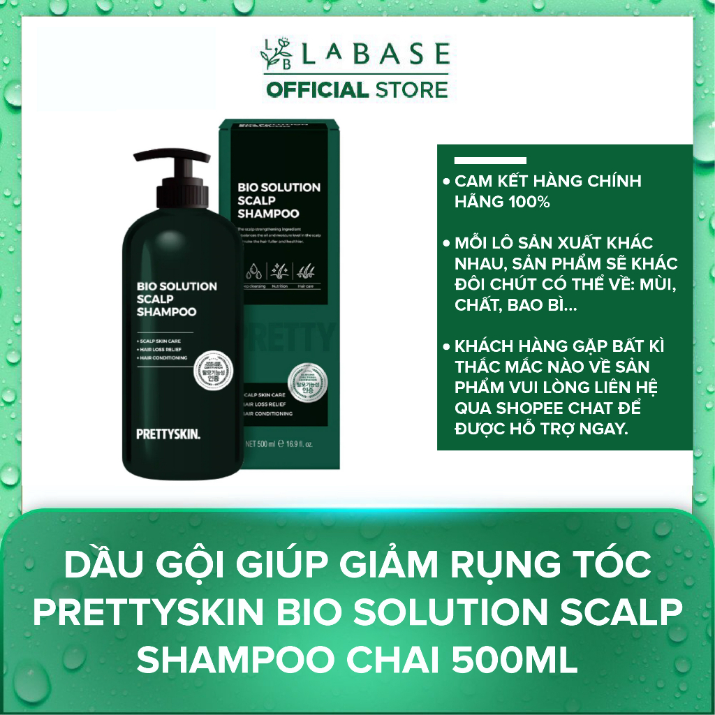 Dầu gội giúp giảm rụng tóc PrettySkin Bio Solution Scalp Shampoo Chai 500ml