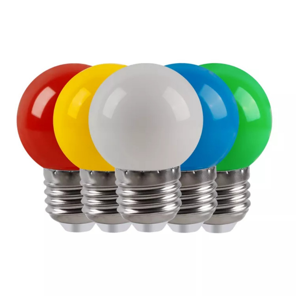 Bóng đèn Led Bulb tròn màu đỏ màu xanh lá màu xanh dương màu trắng màu vàng 1.7W đuôi đèn e27 AKKO STAR