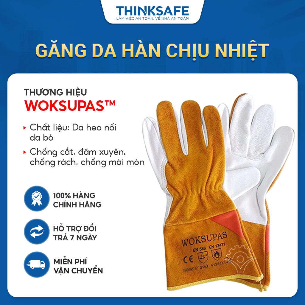 Găng tay chịu nhiệt Woksupas chống nóng, ôm tay dễ thao tác, thợ hàn chuyên dùng lao động - THINKSAFE