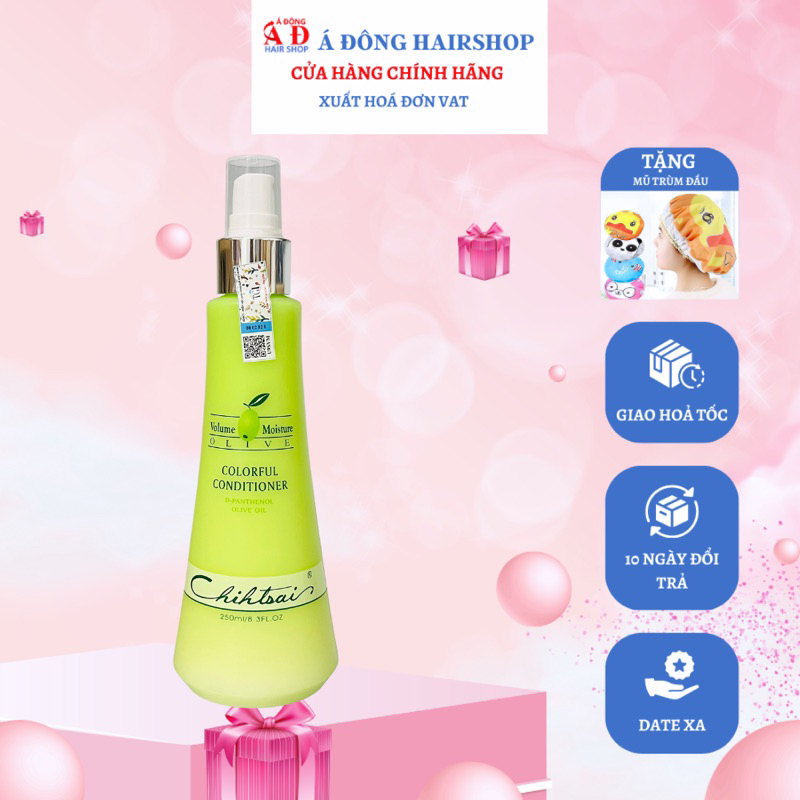 [+Tặng mũ trùm] Xịt dưỡng Olive suôn mượt giữ màu tóc nhuộm Chihtsai Colorful Conditioner 250ml