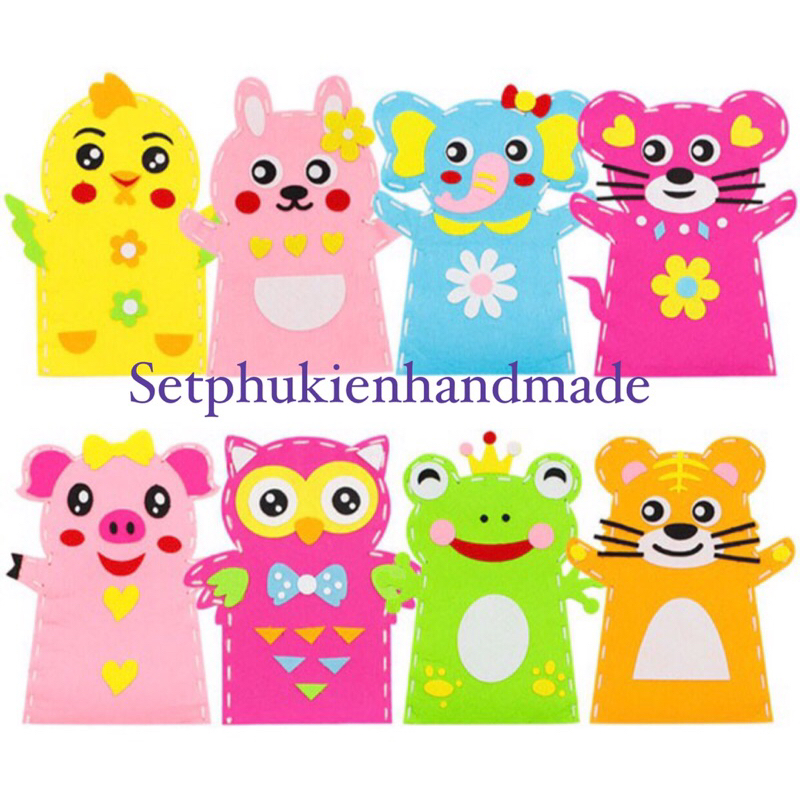 Rối găng tay con vật tự trang trí handmade đáng yêu cho bé từ 3t