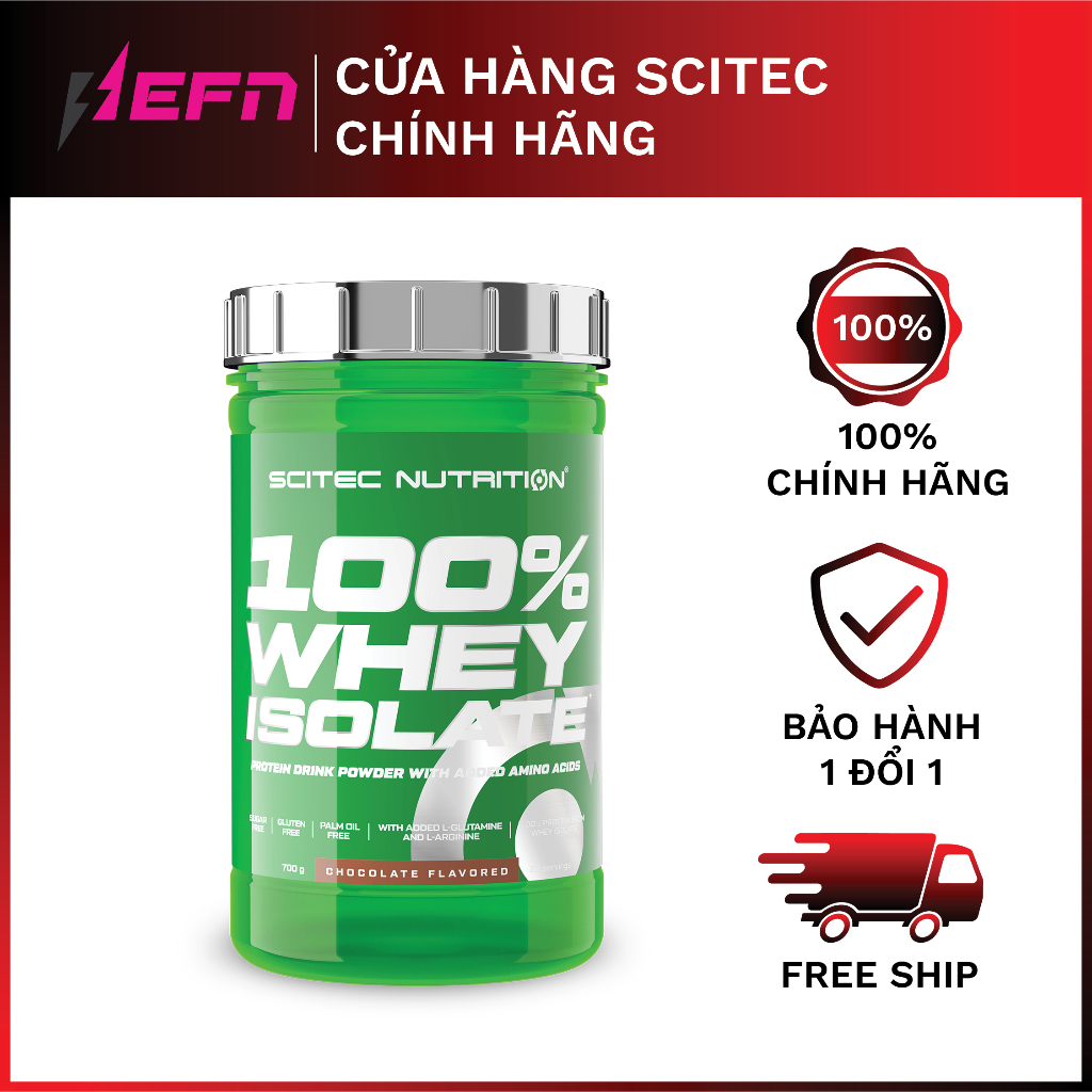 Whey Protein Isolate SCITEC NUTRIOTION Sữa Tăng Cơ Cho Người Tập Gym Tinh Khiết hũ 700G - Chính Hãng