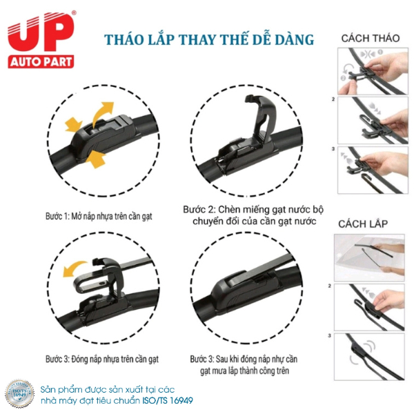Gạt mưa ô tô VINFAST Fadil, VFe34 Xương mềm Silicone UP PARTS CHÍNH HÃNG