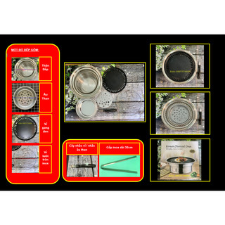 Bếp nướng than âm bàn (gồm 2 vỉ nướng: vỉ lưới inox và vỉ gang)