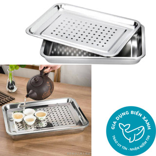  Khay trà inox size 31cm x 21cm - Khay up ly inox 