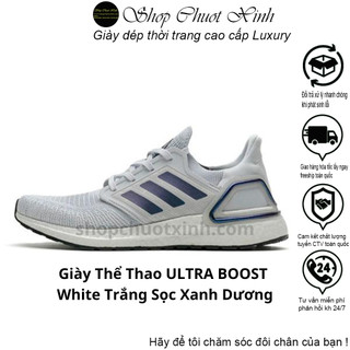 Giày thể thao Sneakers Ultra Boost 2020 white trắng sọc xanh dương Ultra boost 6.0