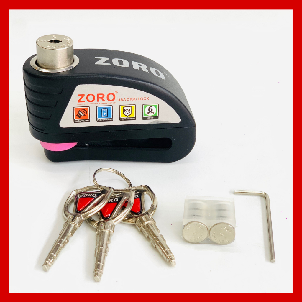 Ổ khóa đĩa xe máy báo động chống trộm ZORO còi hú to công nghệ mỹ chìa tròn, thép chống gỉ chống nước