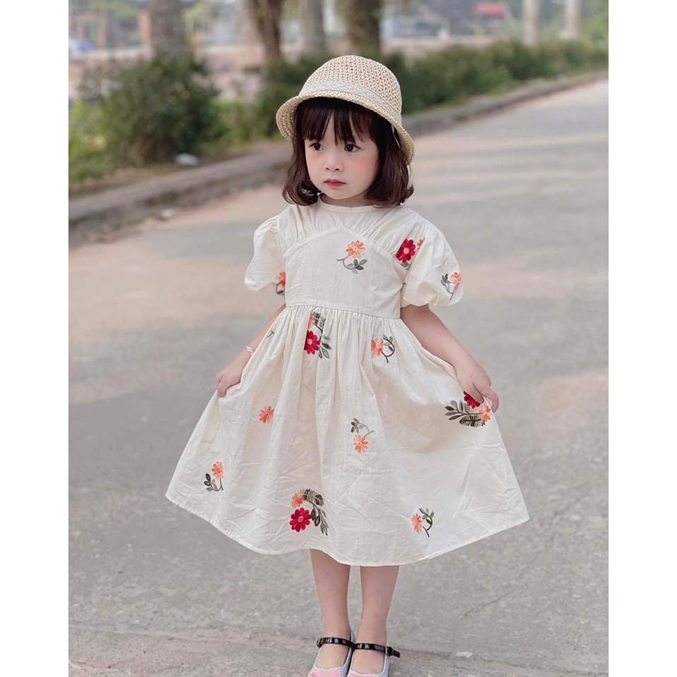Đầm đôi mẹ bé thêu hoa full size 10 - 65kg hàng thiết kế 2 lớp
