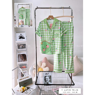 Đồ Bộ Pijama Lụa Tay Ngắn Quần Dài Freesize