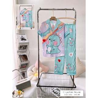 Đồ Bộ Pijama Lụa Tay Ngắn Quần Dài Freesize