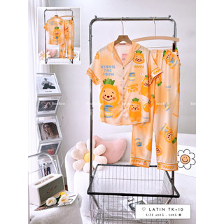 Đồ Bộ Pijama Lụa Tay Ngắn Quần Dài Freesize