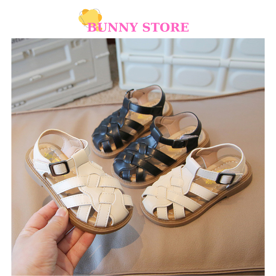 Sandal bé gái xăng đan da mùa hè Bunny store, dép quai hậu cho bé  dành cho trẻ em đi học từ 1 đến 3 tuổi đế mềm BN39
