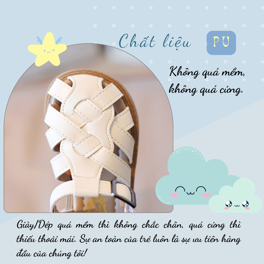 Sandal bé gái xăng đan da mùa hè Bunny store, dép quai hậu cho bé  dành cho trẻ em đi học từ 1 đến 3 tuổi đế mềm BN39