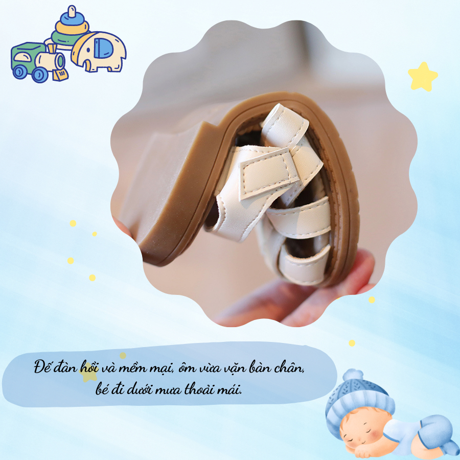 Sandal bé gái xăng đan da mùa hè Bunny store, dép quai hậu cho bé  dành cho trẻ em đi học từ 1 đến 3 tuổi đế mềm BN39