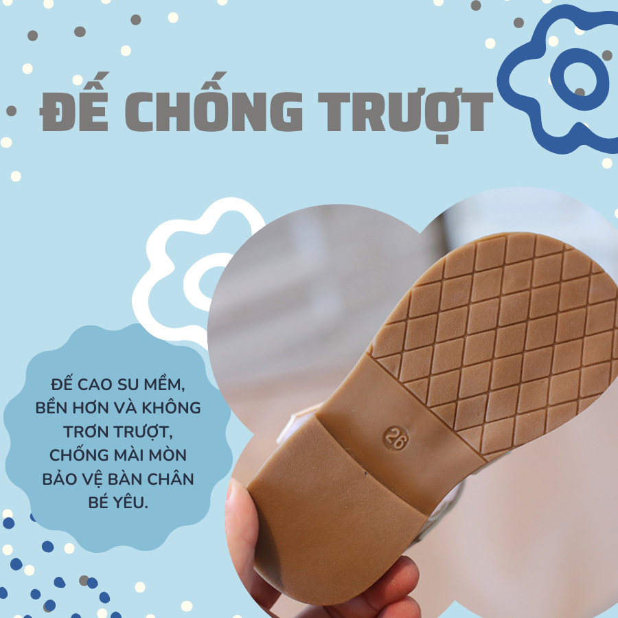 Sandal bé gái xăng đan da mùa hè Bunny store, dép quai hậu cho bé  dành cho trẻ em đi học từ 1 đến 3 tuổi đế mềm BN39