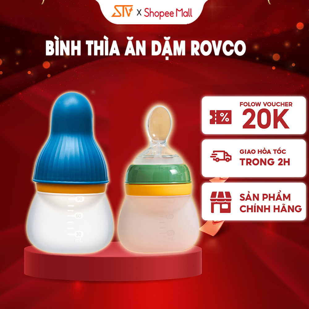 Bình Thìa Ăn Dặm ROVCO RK-C4004 Silicone Mềm Mại Cho Bé 90ml