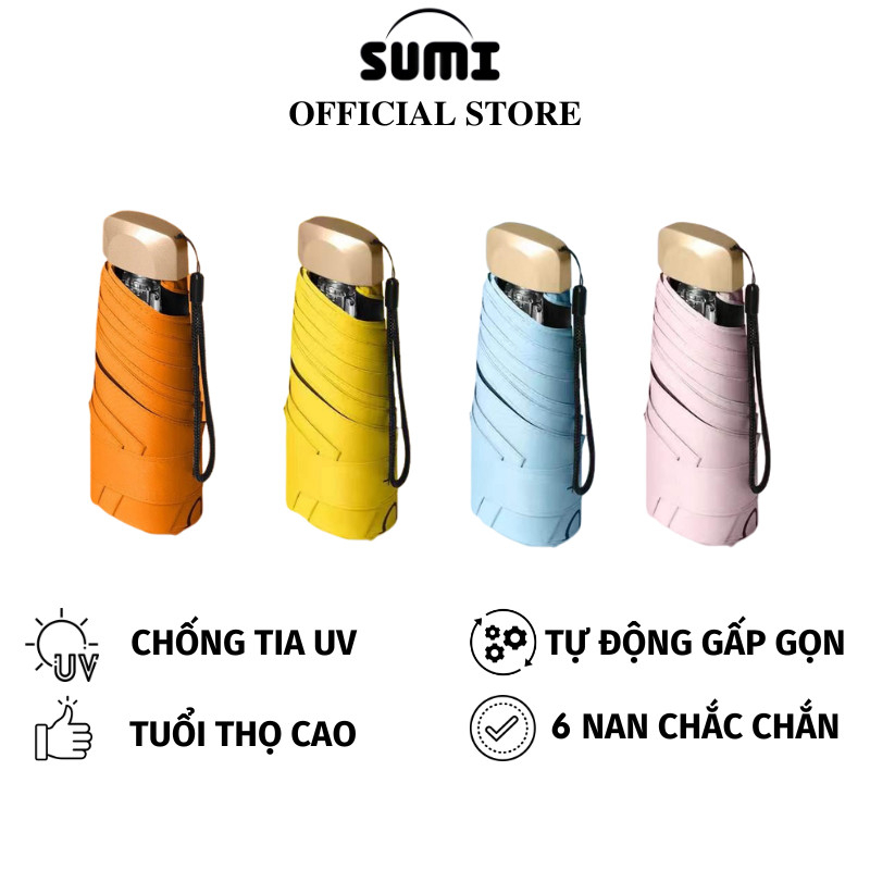 Dù Gấp Gọn SUMI Che Mưa Nắng Mini Bỏ Túi Chống Tia UV Nhỏ Nhẹ Tiện Lợi