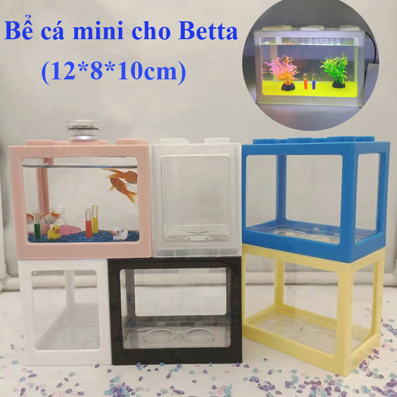 Bể cá mini cho Betta, Bể cá LEGO lắp ghép, Bể cá cảnh mini nhiều màu có thể lắp ghép