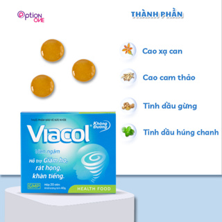 Kẹo Ngậm Thảo Mộc Không Đường Giảm Ho Đau Họng Vietnat Viacol - Hộp 20 Viên