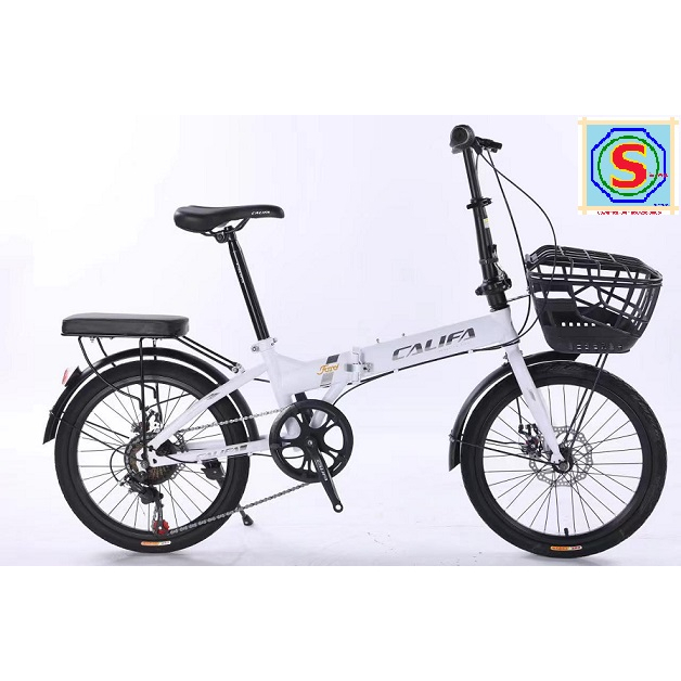 Xe Đạp Gấp Califa Có Đề 20 Inch Có Giỏ Và Nệm Baga sau CG20D