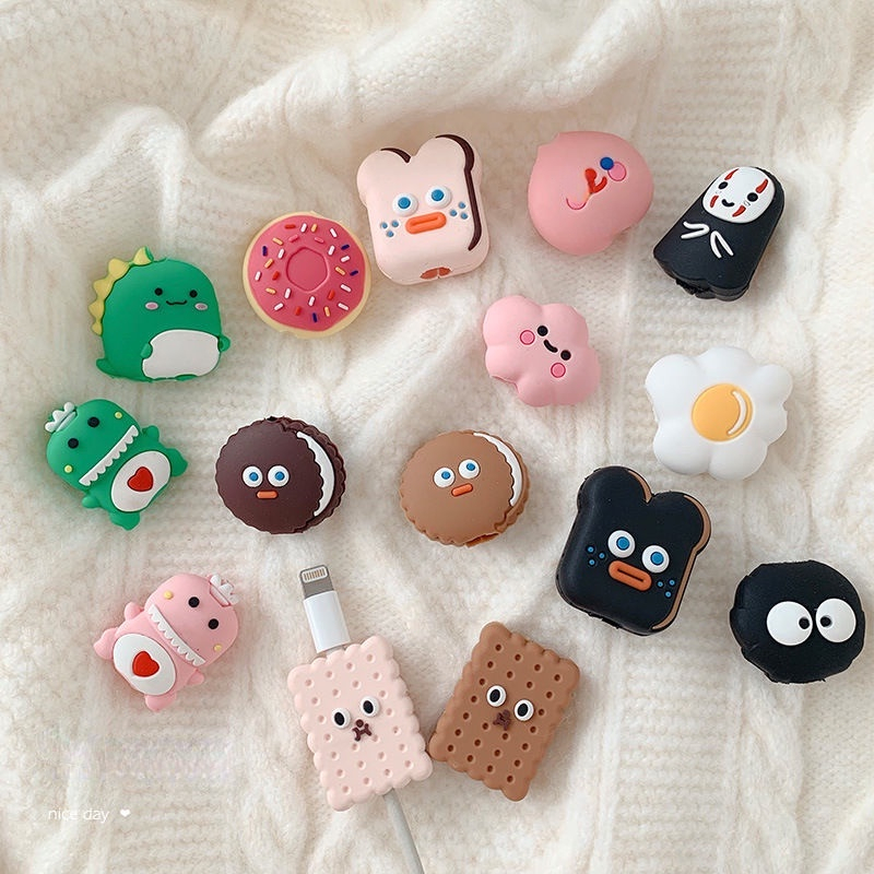 ⚡Phụ Kiện Bảo Vệ Đầu Dây Cáp Chống Đứt Hình Thú Dễ Thương Cho Apple Android