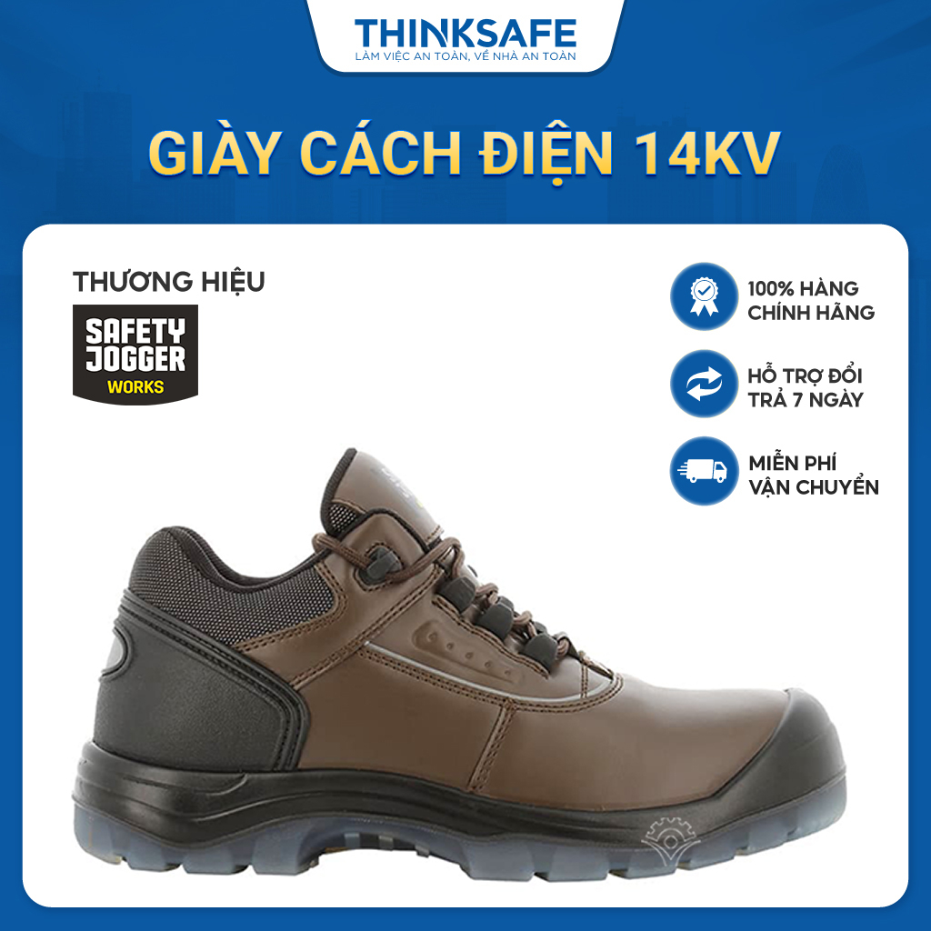 Giày bảo hộ cách điện 14KV Jogger Pluto, Giầy lao động bằng da bò cao cấp, chống đinh, chống giật giày - THINKSAFE