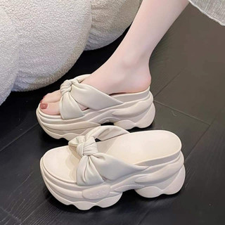 Dép xuồng nữ Dép nữ đế xuồng gồ quai xoắn chéo đế cao GPSHOP