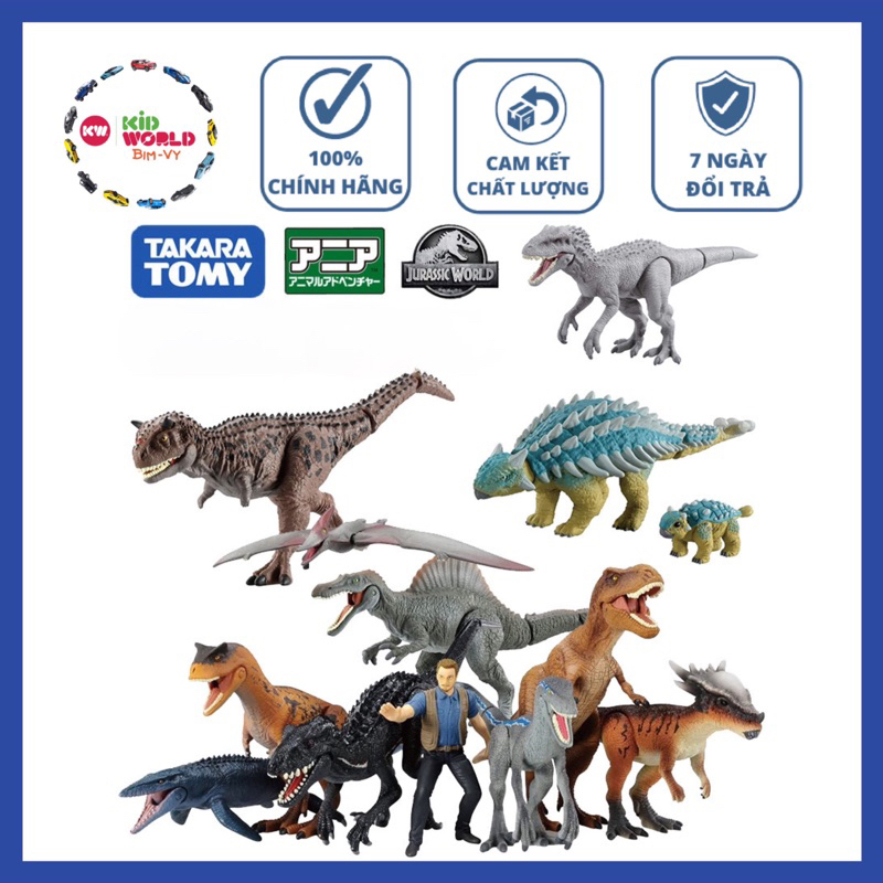 Mô hình Khủng long Tomica Jurassic World Animal Adventure - Takara Tomy. Made in Việt Nam.