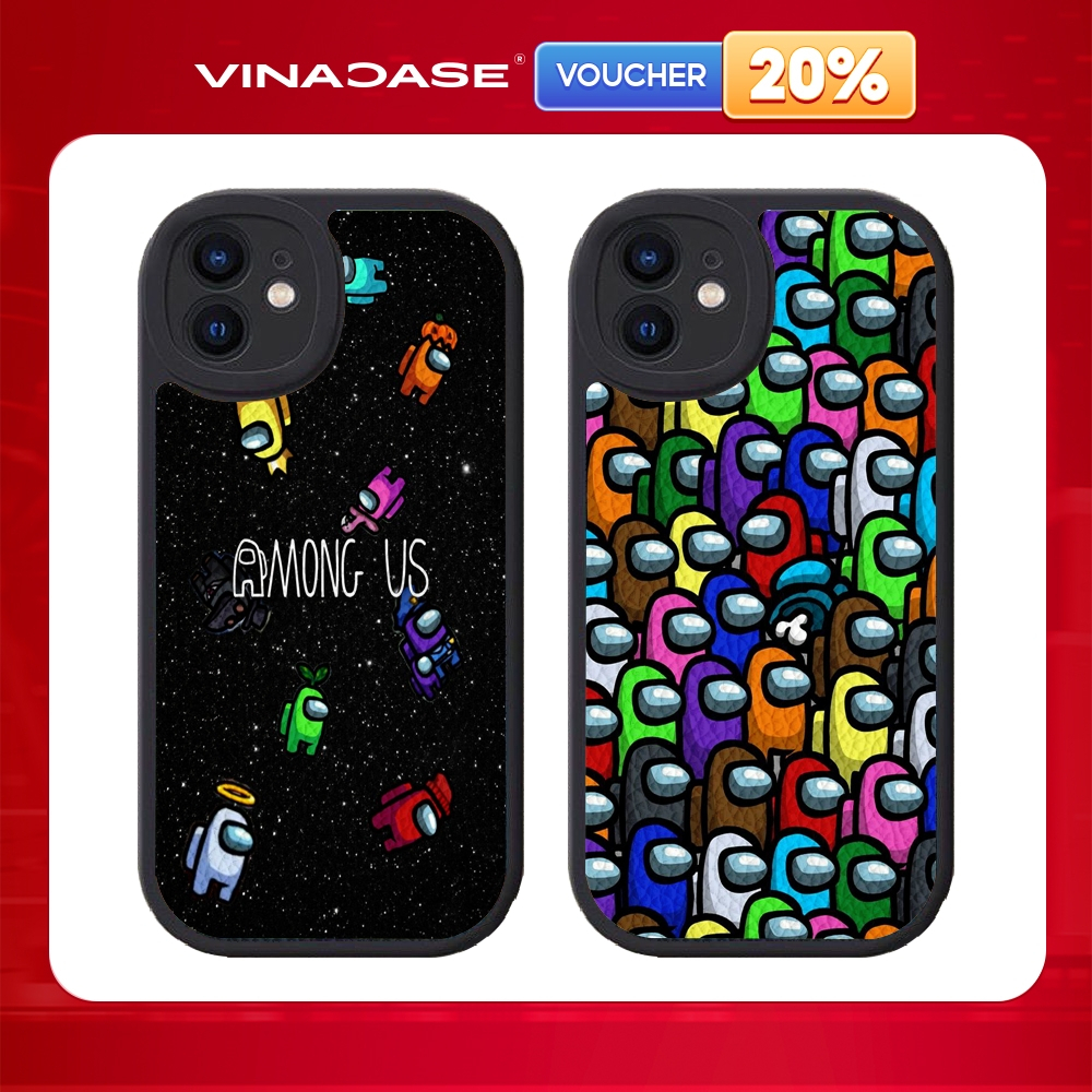 Ốp lưng Vina Case Iphone 7 Plus/X/XS/XR/Xs Max/11/14 Pro/...dẻo đen vân da viền bảo vệ camera hình Among