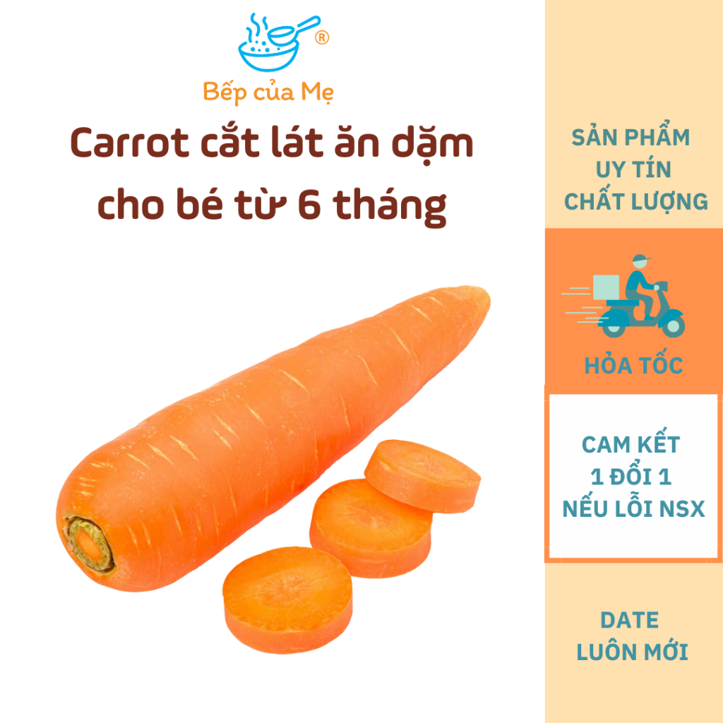 Cà rốt cắt lát nấu ăn dặm cho bé từ 6 tháng, gói 20g, Shop Của Mẹ