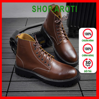 Giày da nam aroti combat boot cao cổ chất da bò đẹp ,đế khâu chắc chắn đủ size g611-n-shop.aroti