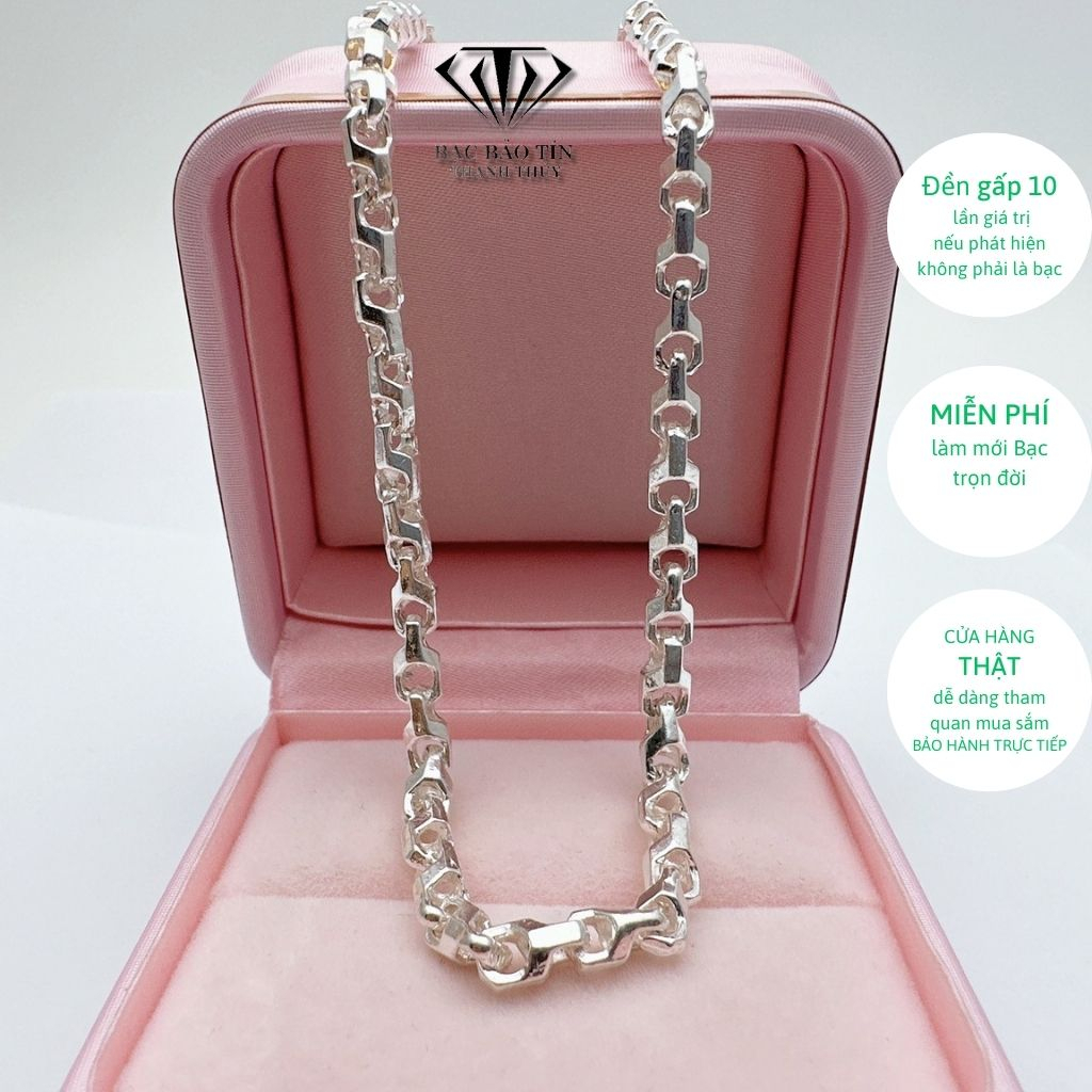 Dây chuyền bạc nam đốt chữ Y Bạc Bảo Tín Thanh Thủy chất liệu bạc ta nguyên chất 7.22 chỉ, dài 52 cm