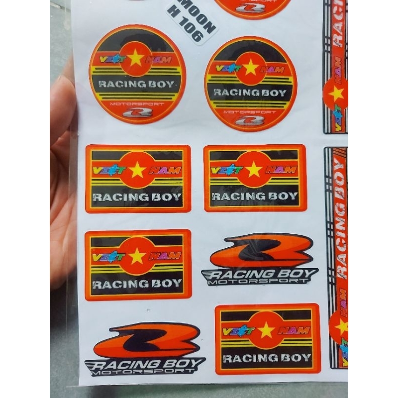 Tem logo dán trang trí Racing boy việt nam chống nước keo bám dính