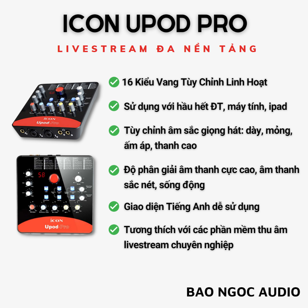 Mic Livestream | Micro thu âm Sound Card ICON UPOD PRO & Mic TAKSTAR SM8B Hát Livestream Điện Thoại, Bao Ngoc