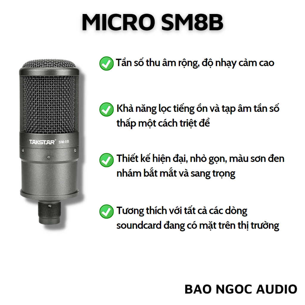 Mic Livestream | Micro thu âm Sound Card ICON UPOD PRO & Mic TAKSTAR SM8B Hát Livestream Điện Thoại, Bao Ngoc