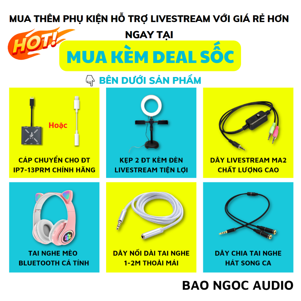 Mic Livestream | Micro thu âm Sound Card ICON UPOD PRO & Mic TAKSTAR SM8B Hát Livestream Điện Thoại, Bao Ngoc