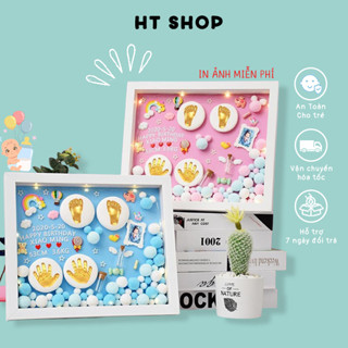 [Mẫu Mới 2025] Khung In Dấu Chân Tay Bé An Toàn Cho Bé(28x33cm -34x34cm)HT - Khung Ảnh Lưu Giữ Khoảng Khắc Đẹp