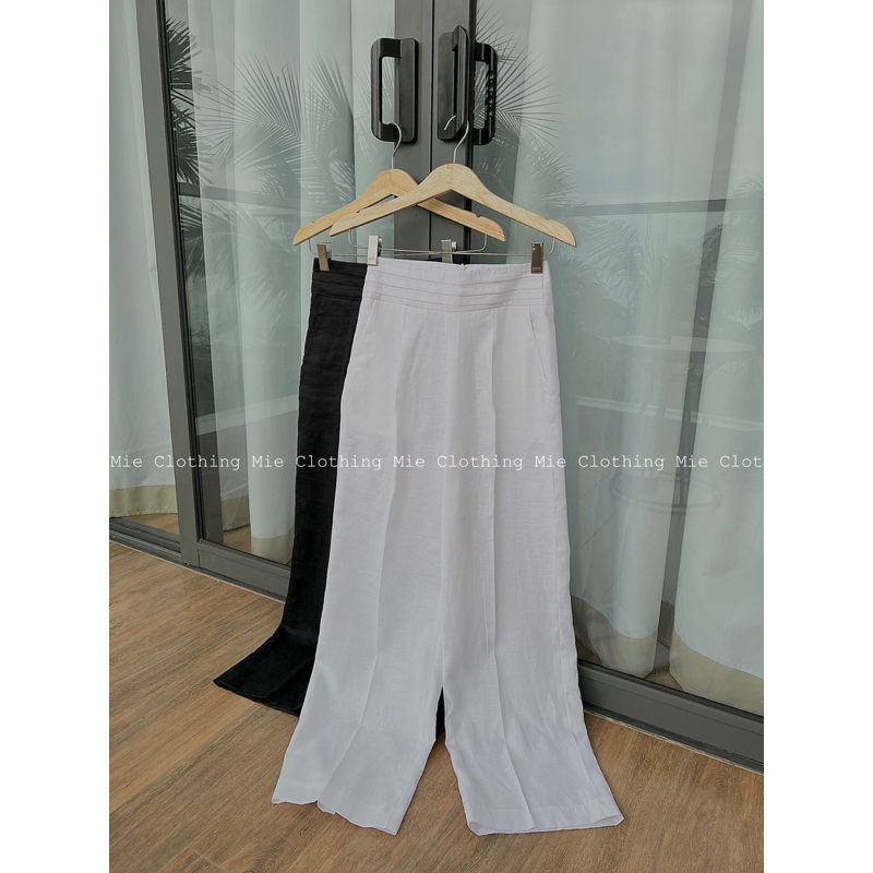 Quần Linen Tưng - Lưng 7p xếp nếp MIE MIN ( Hình ảnh tự chụp của shop)