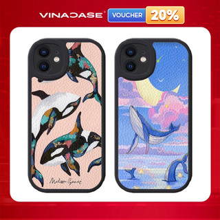 Ốp Lưng IPhone 16 Pro/16/15 Pro/14/12/11/XS Max/...Vân Da Viền Bảo vệ Camera Hình Cá Voi