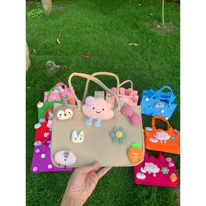 Túi xách vải nỉ đa năng họa tiết hình hoạt hình đáng yêu