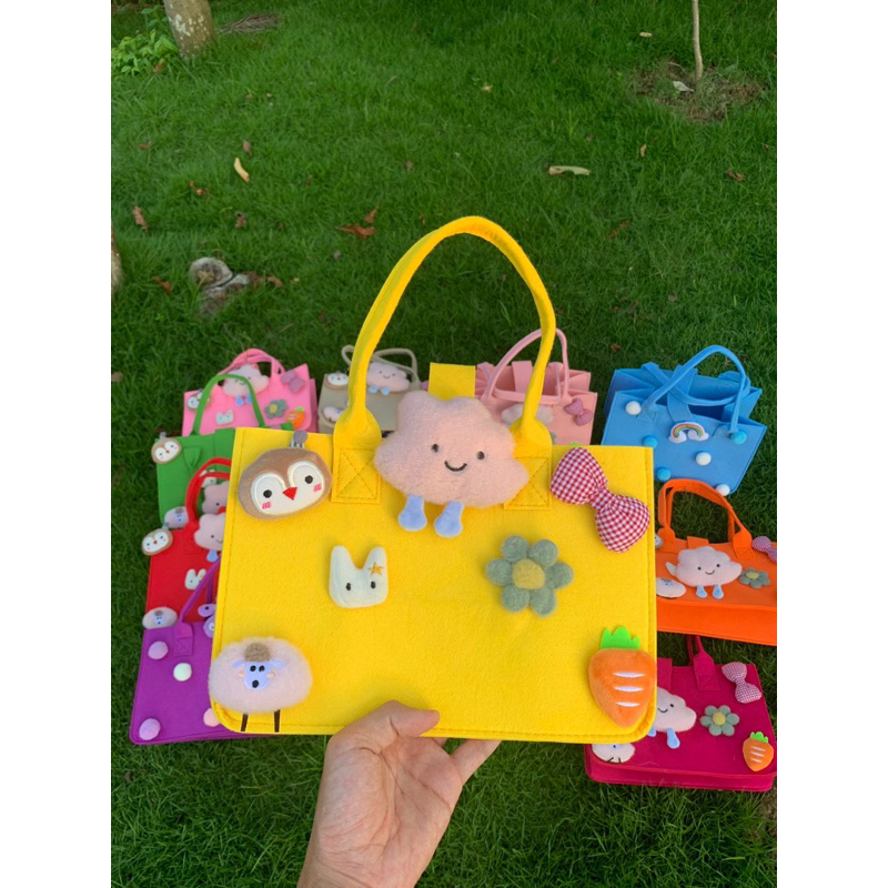 Túi xách vải nỉ đa năng họa tiết hình hoạt hình đáng yêu