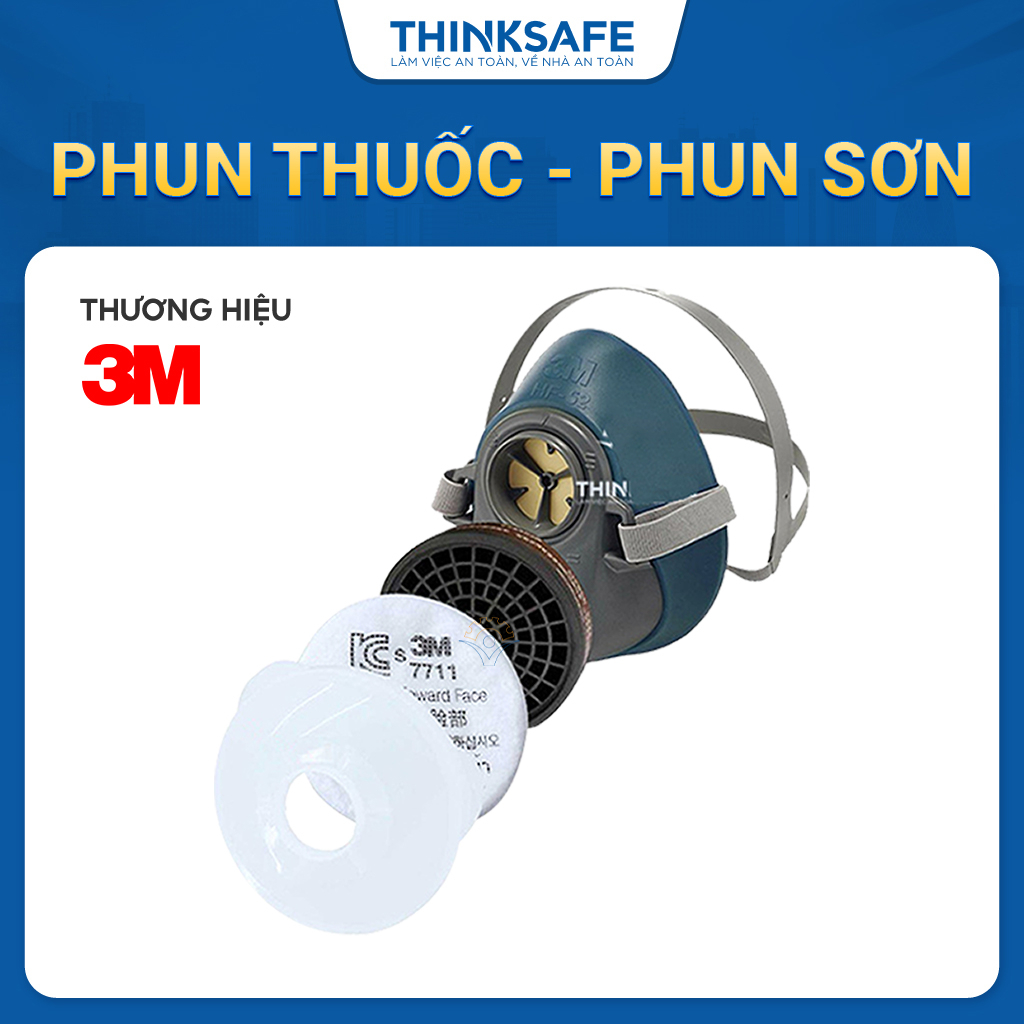 Mặt nạ phòng độc 3M HF52/3301K trang bị phòng độc, chống khói, phun sơn, xịt thuốc sâu, NH3 - THINKSAFE