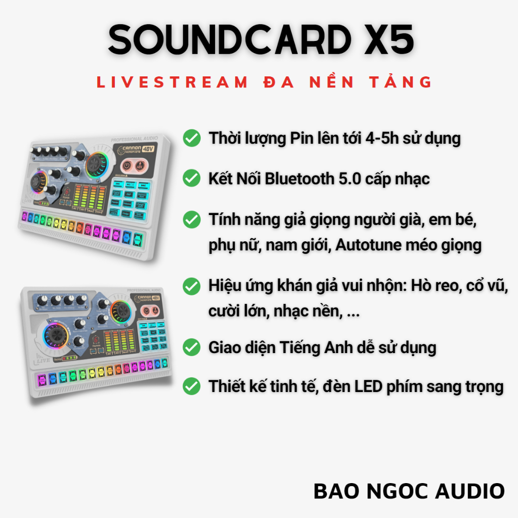 Mic Thu Âm | Micro Livestream Sound Card X5 & Mic BM900 Hát Livestream Điện Thoại Chuyên Nghiệp, Bao Ngoc | BigBuy360 - bigbuy360.vn