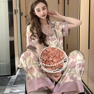Bộ lụa mặc nhà đồ pijama nữ cộc tay chất lụa cao cấp mát mềm mịn elsa pijama
