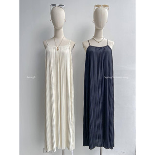 Váy 2 dây a23 xếp ly dọc dáng maxi dài